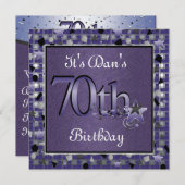 男性へ幸せな第70誕生日のパーティの招待状 招待状 (正面/裏面)