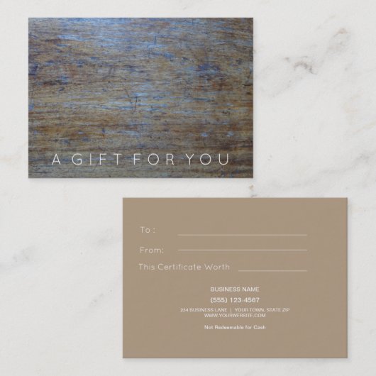 男性へ素朴な木|男らしいギフト券 割引カード (正面/裏面)