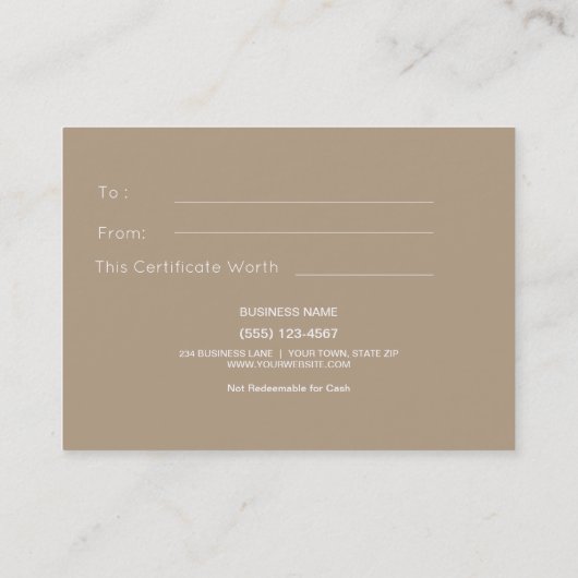 男性へ素朴な木|男らしいギフト券 割引カード (裏面)