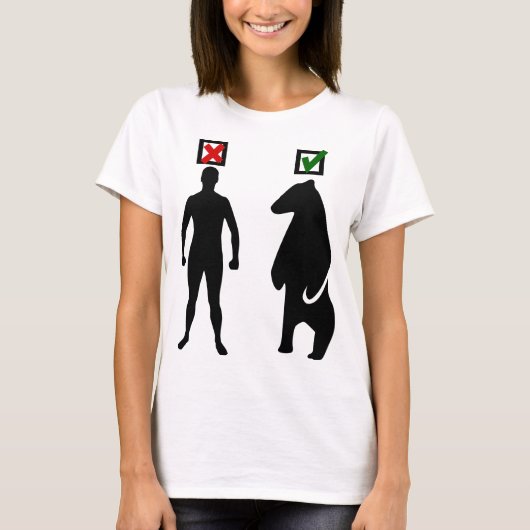 男性またはクマのフェミニストミームブラック Tシャツ (正面)