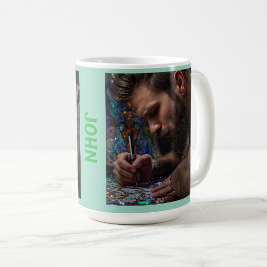 男性もダイヤモンド・アートを愛する コーヒーマグカップ (正面右)