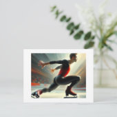 男性アイススケーターのスクアット・スピン、アーリーン・ババード ポストカード (スタンド正面)