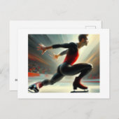 男性アイススケーターのスクアット・スピン、アーリーン・ババード ポストカード (正面/裏面)