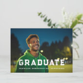 男性アスリートスはっきりしたポーツ卒業式1 – 写真 案内状 (スタンド正面)