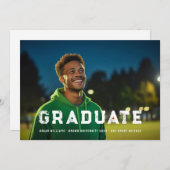 男性アスリートスはっきりしたポーツ卒業式1 – 写真 案内状 (正面/裏面)