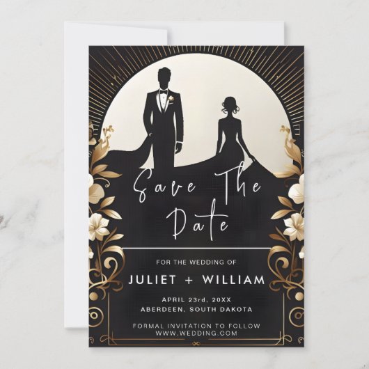 男性アダルトタキシードはっきりしたブラックタイ結婚ズ セーブザデート (正面)