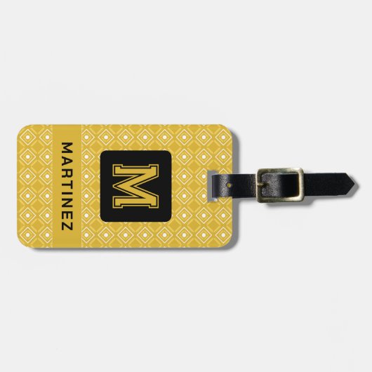 男性エレガント用黄色の荷物タグ ラゲッジタグ (正面横)