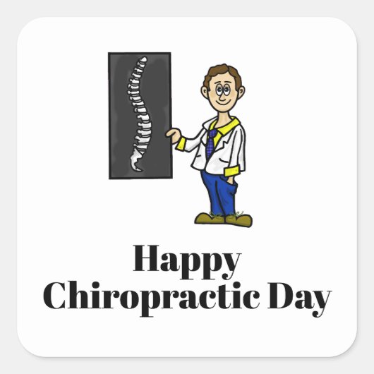 男性カイロプラクターのシールまたは名前タグ スクエアシール (正面)