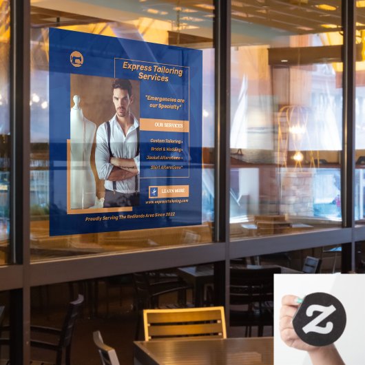 男性カスタマイズ仕立てショップ事業 ウィンドウサイン (レストラン窓)