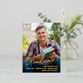 男性カスタム大学院写真研究科スクリプトオーバーレイ 箔シーズンポストカード (立ち正面)