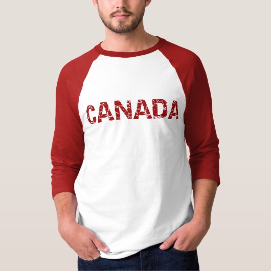 男性カナダのカエデの葉の野球のスタイルのワイシャツ Tシャツ (正面)