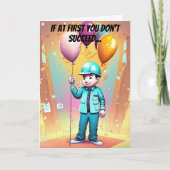 男性カラフルエンジニア誕生日 カード (正面)