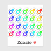 男性カラフル性記号小さな虹のプライド シール (シート)