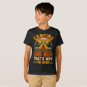 男性キャンプ ビール キャンプライフ 森林 キャンパー Tシャツ (正面フル)