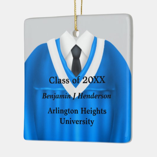 男性グラッドガウンブルーとホワイトオーナメント セラミックオーナメント (左)