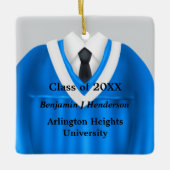 男性グラッドガウンブルーとホワイトオーナメント セラミックオーナメント (正面)