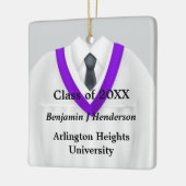 男性グラッドガウン白と紫のオーナメント セラミックオーナメント (左)