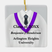男性グラッドガウン白と紫のオーナメント セラミックオーナメント (正面)