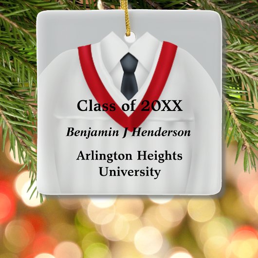 男性グラッドガウン白と赤のオーナメント セラミックオーナメント