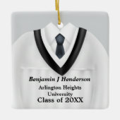 男性グラッドガウン白と黒オーナメント セラミックオーナメント (正面)