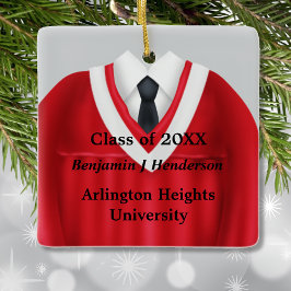 男性グラッドガウン赤と白オーナメント セラミックオーナメント