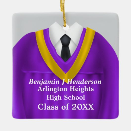 男性グラードガウンパープルと金ゴールドオーナメント セラミックオーナメント (正面)