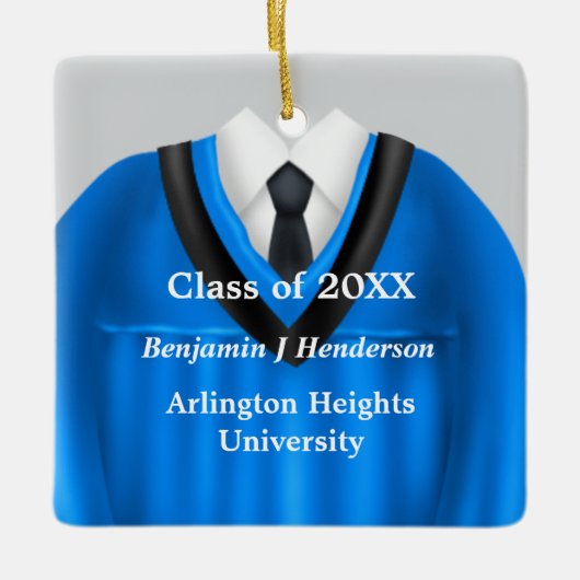 男性グラードガウンブルーとブラックオーナメント セラミックオーナメント (正面)