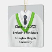 男性グラードガウンホワイトとグリーンオーナメント セラミックオーナメント (左)