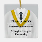 男性グラードガウンホワイトと金ゴールドオーナメント セラミックオーナメント (正面)