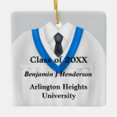 男性グラードガウンホワイト&ブルーオーナメント セラミックオーナメント (正面)