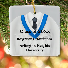 男性グラードガウンホワイト&ブルーオーナメント セラミックオーナメント