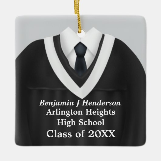 男性グラードガウン白黒オーナメント セラミックオーナメント (正面)