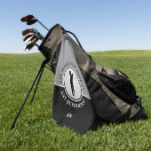 男性ゴルファーのシルエットゴルフボール引用文ブラックグレー ゴルフタオル (グリーン)