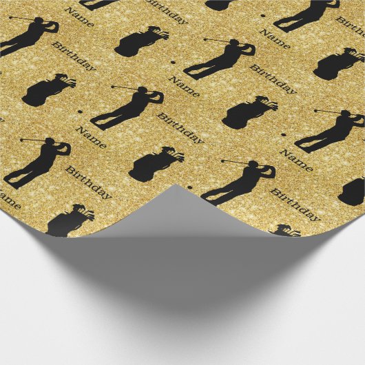 男性ゴルファーのシルエット誕生日ラッピング紙 ラッピングペーパー (角)