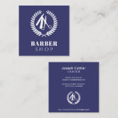男性サロンカスタムロゴシンプルモダンネイビー スクエア名刺 (正面/裏面)