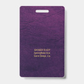 男性サロン理容師パーソナライズされた従業員の写真ID バッジ (裏面)