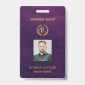 男性サロン理容師パーソナライズされた従業員の写真ID バッジ (正面)