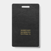 男性サロン理容師パーソナライズされた従業員の写真ID バッジ (Back)