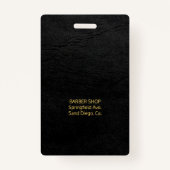 男性サロン理容師パーソナライズされた従業員の写真ID バッジ (裏面)