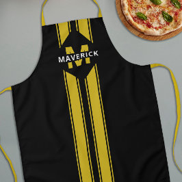 男性シェフのモノグラムと名前 エプロン