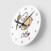 男性シェフ ラウンド壁時計 (傾斜)