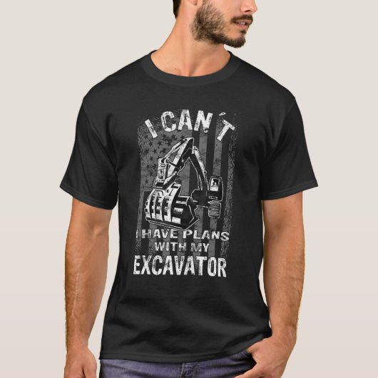 男性ショベルカー 建設作業員 ディガー バックホー Tシャツ (正面)