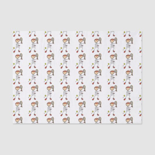 男性スティックフィギュアテニス選手 薄葉紙 (正面)