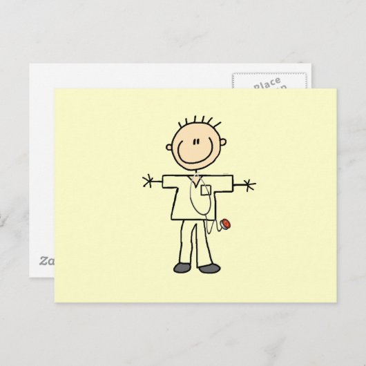 男性スティックフィギュアナースTシャツ&ギフト ポストカード (正面/裏面)