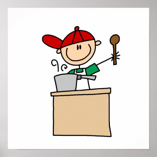 男性スティックフィギュア調理師 ポスター (正面)
