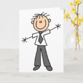 男性スティック図すべての行事あいさつ文を追加 カード (黄色い花)