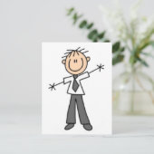 男性スティック図すべての行事あいさつ文を追加 ポストカード (スタンド正面)