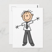 男性スティック図すべての行事あいさつ文を追加 ポストカード (正面/裏面)