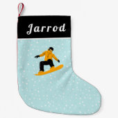 男性スノーボード彼の名前エクストリームウィンタースポーツ スモールクリスマスストッキング (正面)