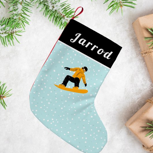 男性スノーボード彼の名前エクストリームウィンタースポーツ スモールクリスマスストッキング